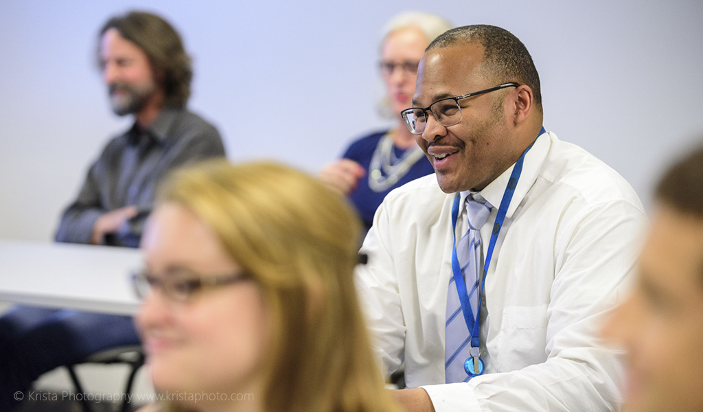 VHB employee participating in a professional development opportunity in a classroom.