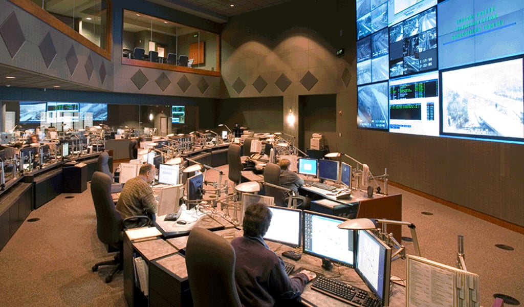 Workers at a Transportation Management Center.