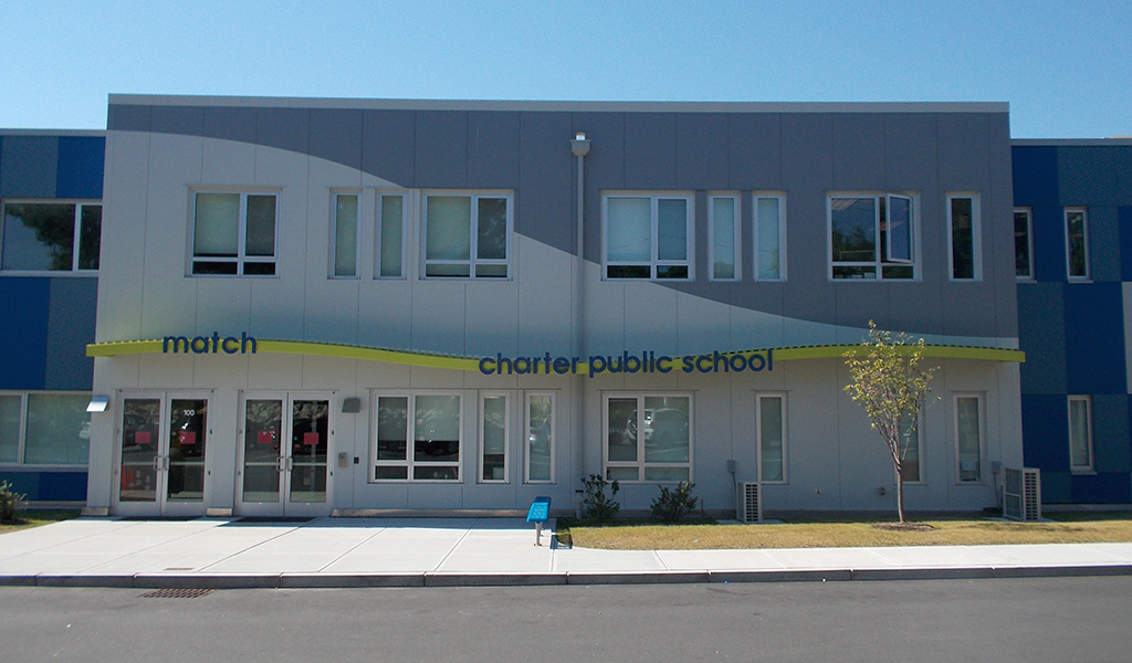 Main entrance of the Match Charter Public School in Boston, MA