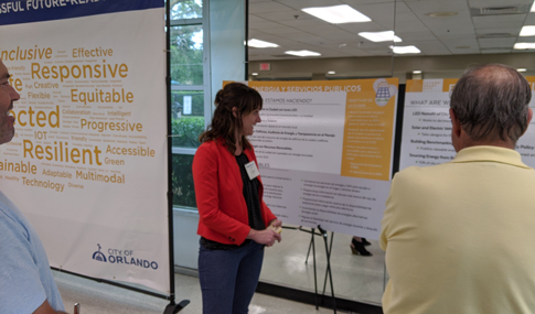 A woman explains one of the topics at an Orlando Future Ready meeting.