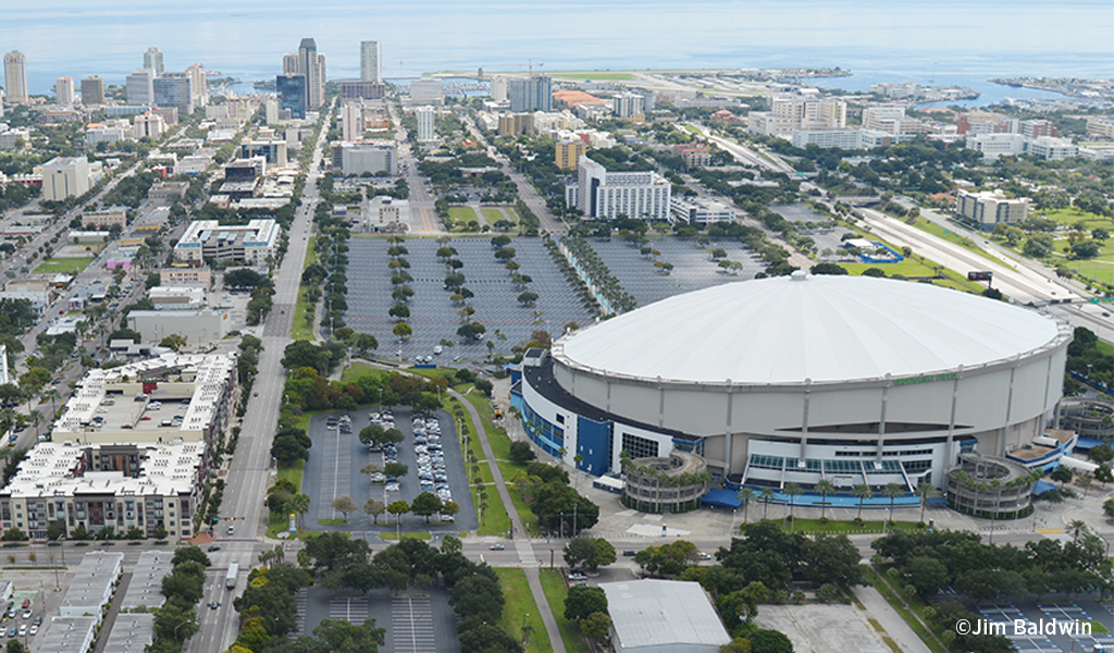 Aerial view of Tropicana Stadium site.