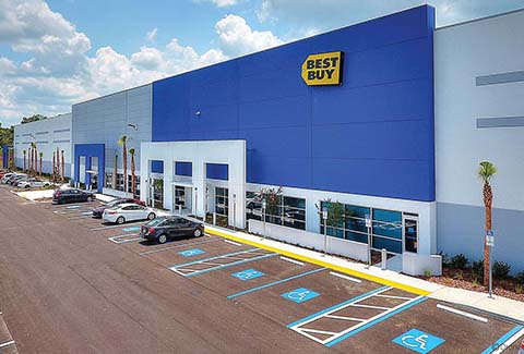 Parking in front of the Best Buy Distribution Center in Polk County, Florida.