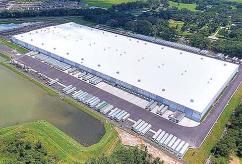 Aerial view of the Best Buy Distribution Center in Polk County, Florida.