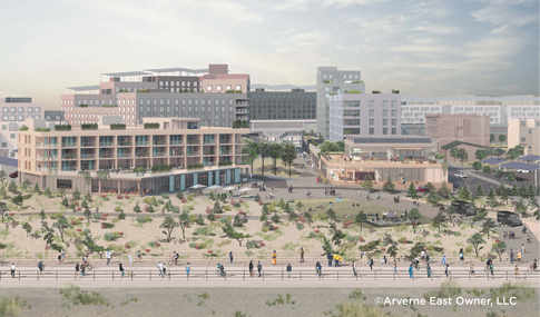 Close up view of the main plaza in Arverne East development.