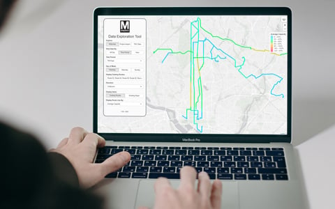 The DataTripper tool for WMATA that shows average capacity of ridership among various WMATA bus routes.