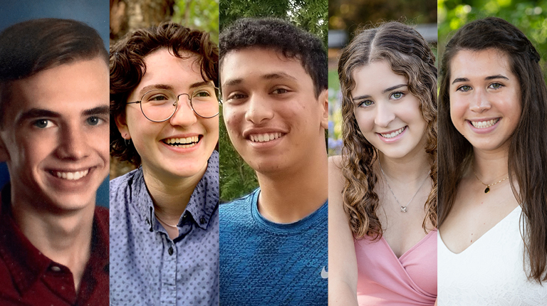 Headshots of the five 2021 VHB scholarship winners