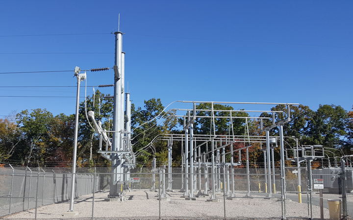 a typical suburban electric substation with lines and conduits